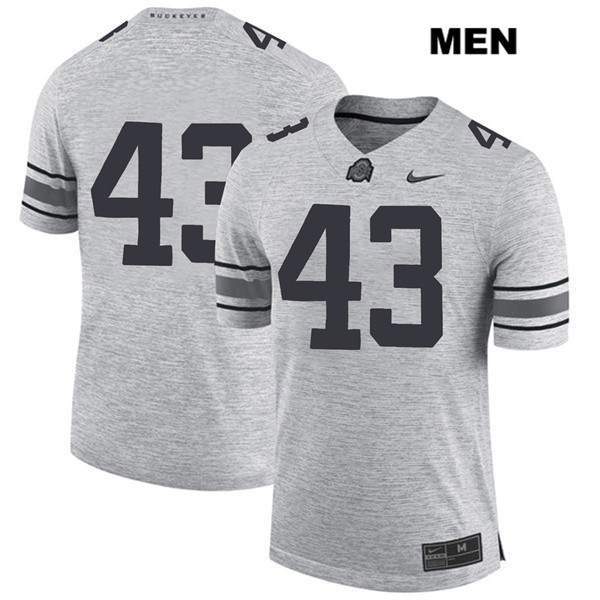 Ohio State Buckeyes Men's Ryan Batsch #43 Gray Authentic Nike No Name College NCAA Stitched Football Jersey KJ19U22GQ